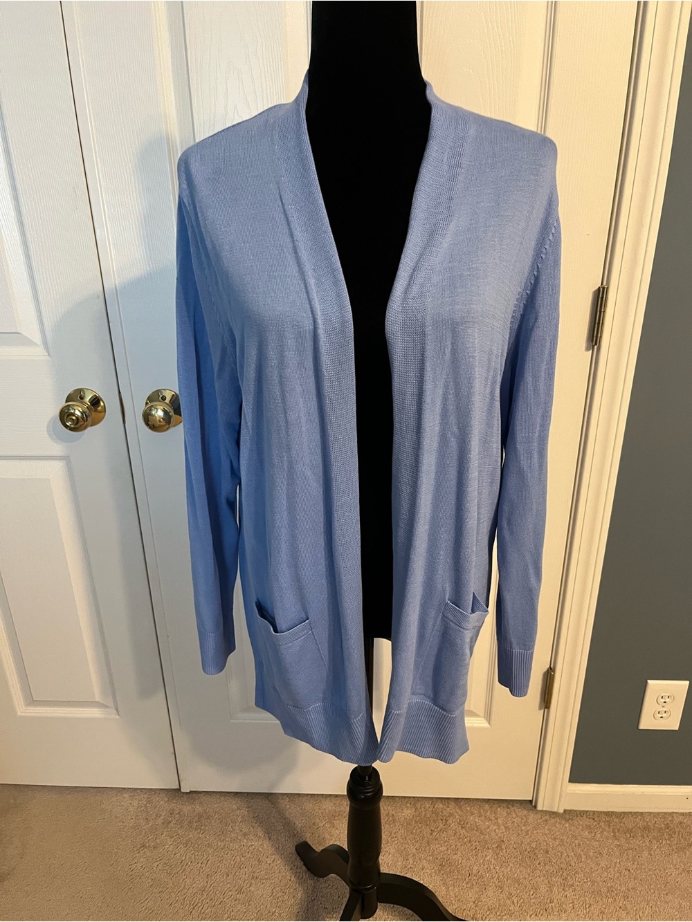 croft & barrow Light Blue Open-Front Cardigan with Pockets NWT size XL